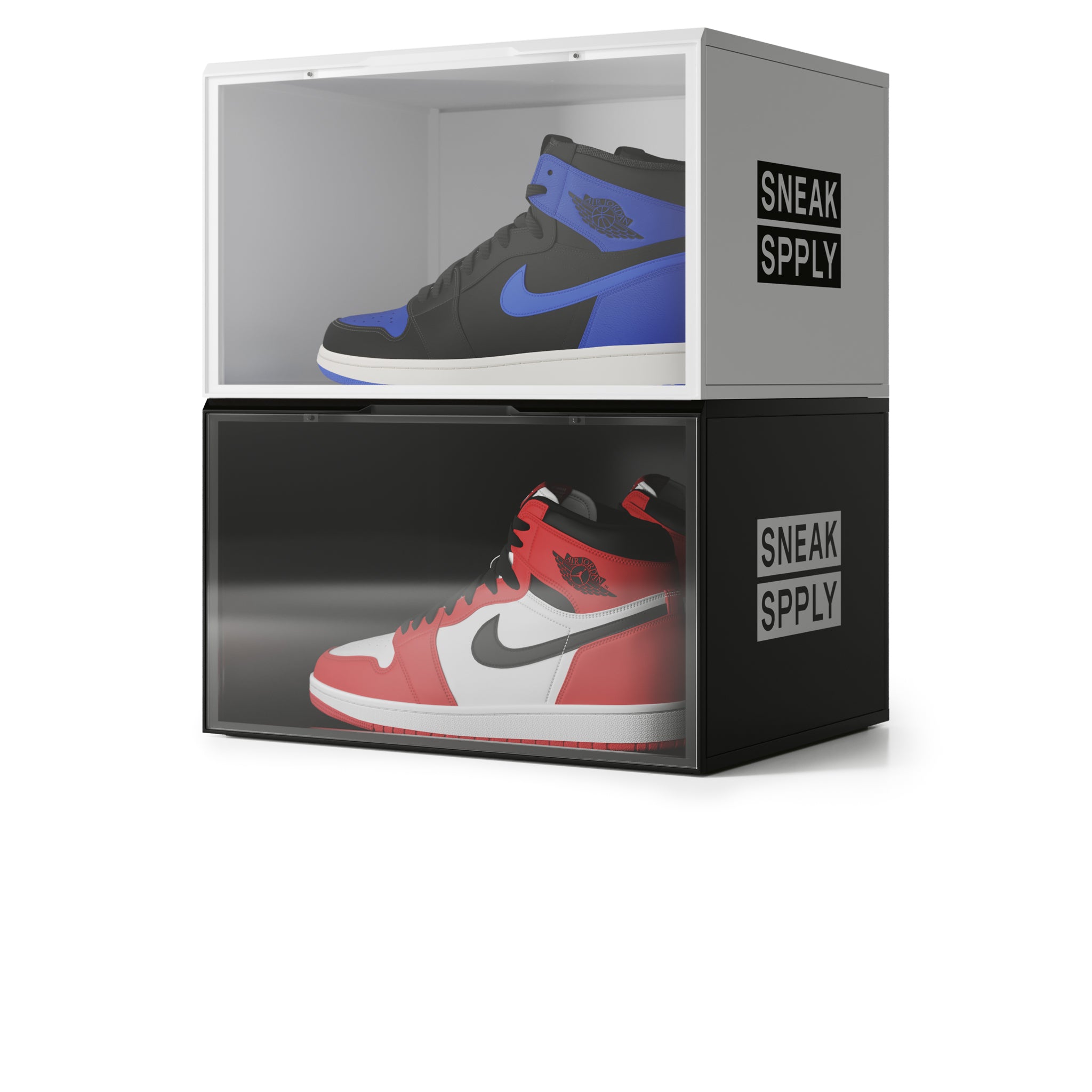 With shoes mix view of Sneak Spply Stack V1 Storage Crate White